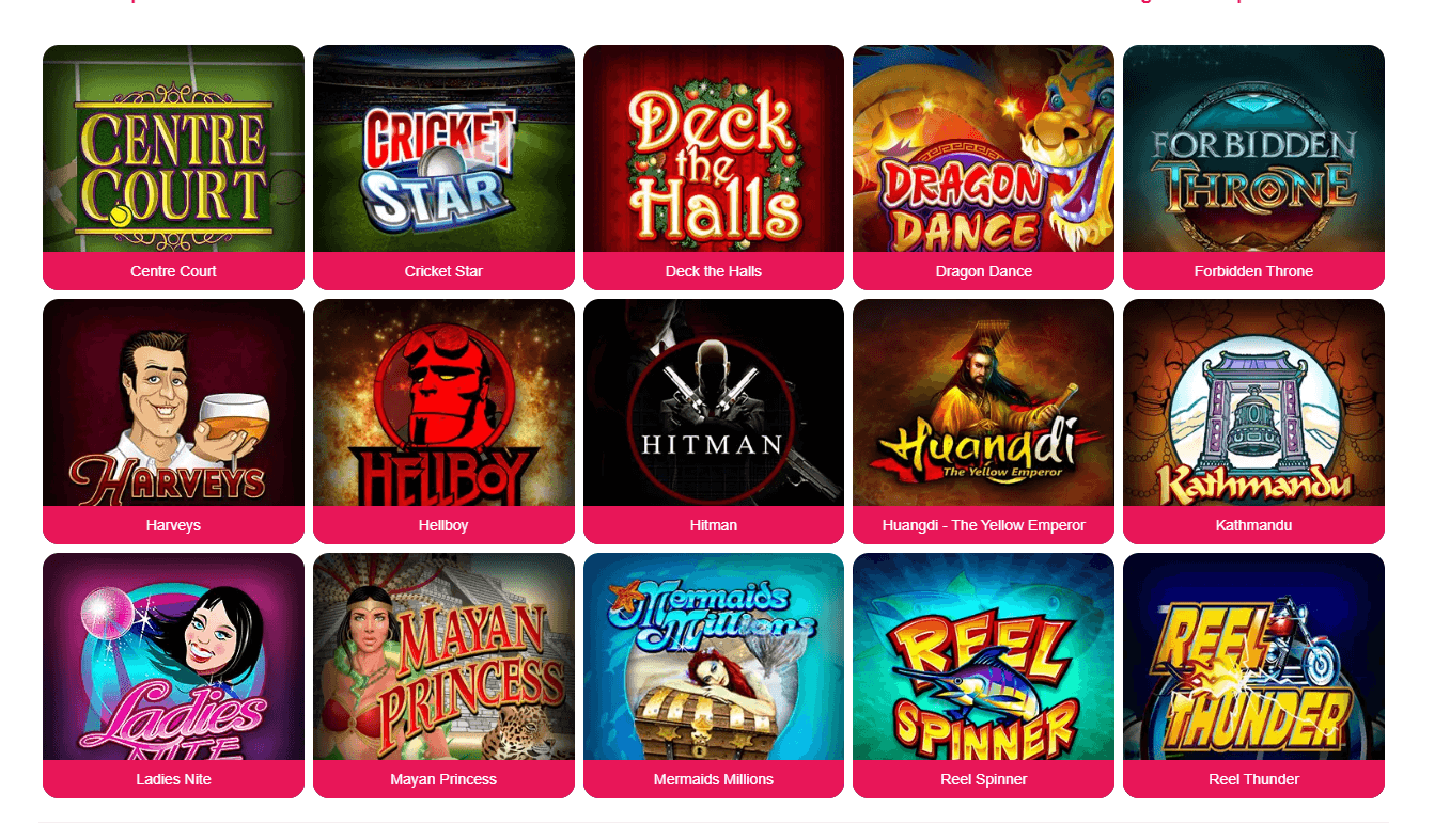 Die Auswahl der verschiedenen Slots im Spin Palace Casino